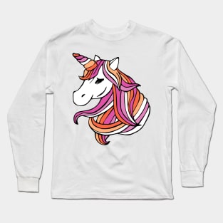 Lesbian Flag Unicorn Long Sleeve T-Shirt